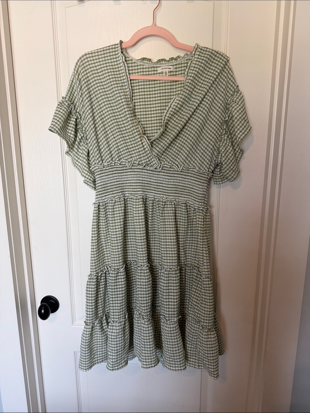 Max Studio Green and White Striped Top